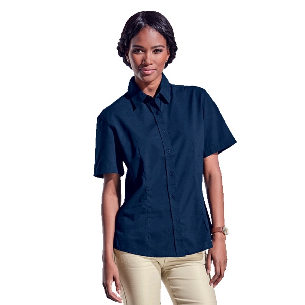 BARRON - Ladies Basic Poly Cotton Blouse Short Sleeve